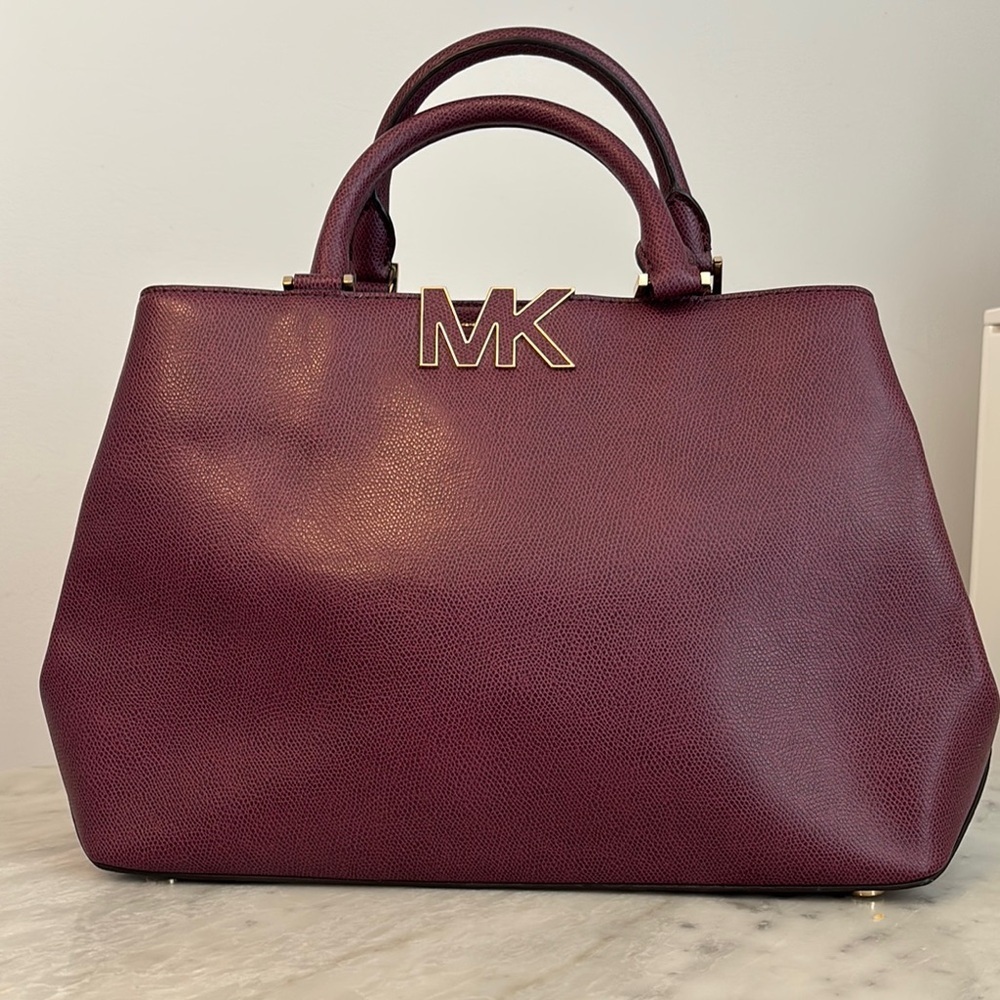 MICHAEL Michael Kors Brown Satchel with Gold Accents